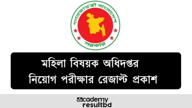 মহিলা বিষয়ক অধিদপ্তর নিয়োগ পরীক্ষার রেজাল্ট