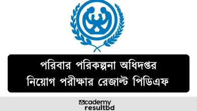 পরিবার পরিকল্পনা অধিদপ্তর নিয়োগ পরীক্ষার রেজাল্ট