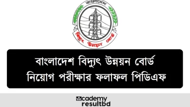 বাংলাদেশ বিদ্যুৎ উন্নয়ন বোর্ড নিয়োগ পরীক্ষার ফলাফল