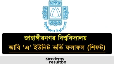 জাহাঙ্গীরনগর বিশ্ববিদ্যালয় এ ইউনিট ভর্তি ফলাফল